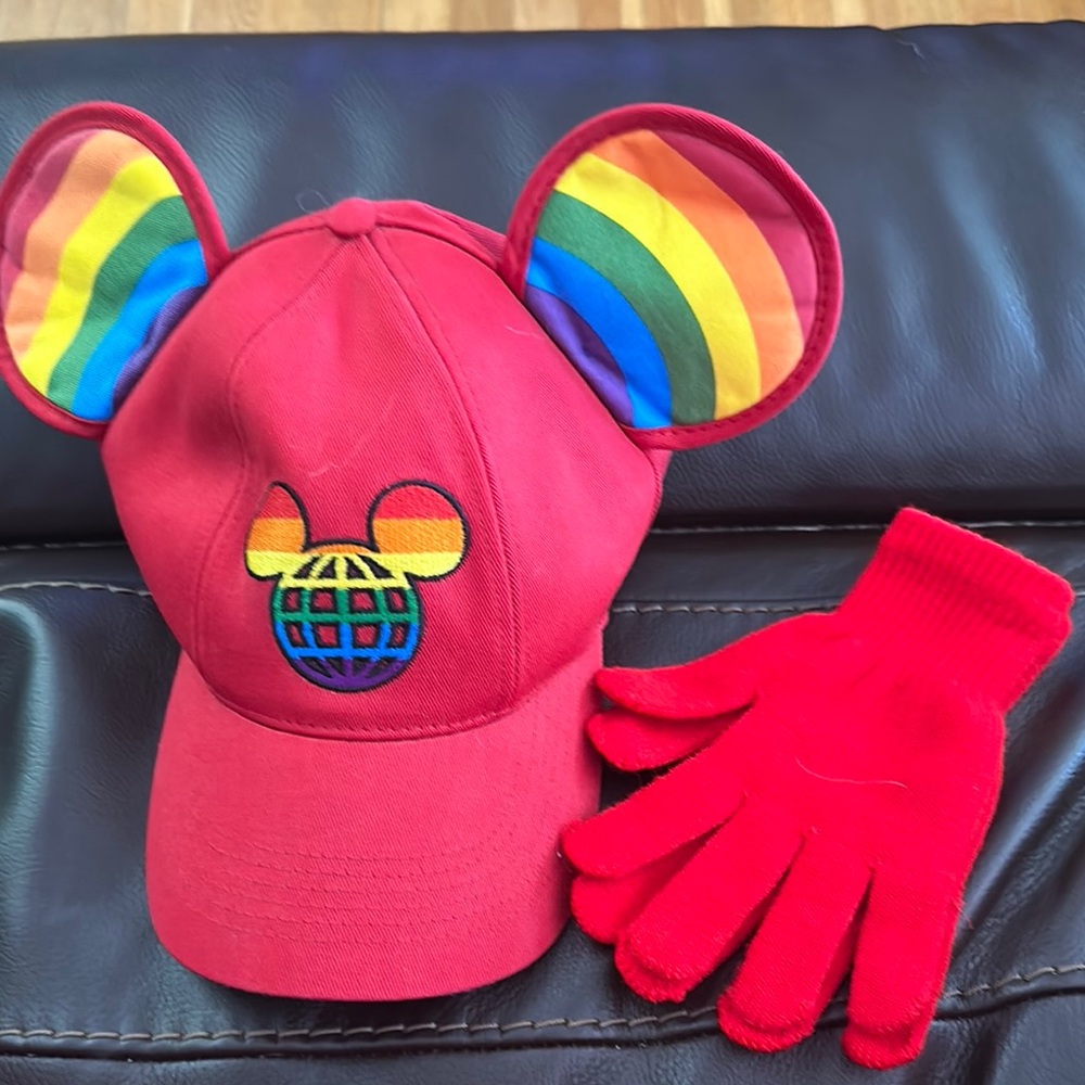 Disney Red Mickey Mouse Pride Hat with Rainbow Ears